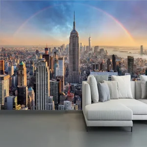 Seamless Wall Mural Wallpaper Modern Skyscraper City Building Waterproof Fireproof Environmentally Friendly Bedroom Hospital