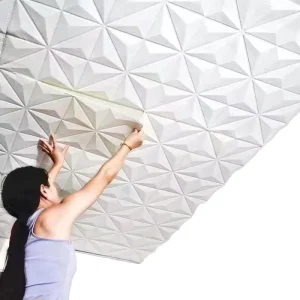Self Adhesive 3D Foam Ceiling Tiles White Peel and Stick Wall Panels Waterproof Wallpaper DIY for Living Room Bedroom Home Decor