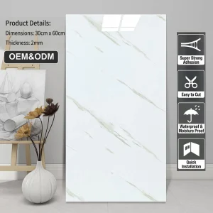 Self Adhesive 3D Marble PVC Modern Wall Panel Moisture Proof Eco Friendly for Bedroom and Apartment Interior Decoration