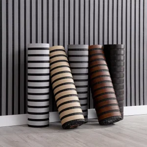 Self Adhesive 5 Mm Wall Panel Home Decor Acoustic 3D Wallpaper Soundproof Wooden Wall Slat Fluted Ceiling Living Rooms