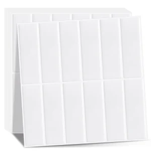 Self Adhesive Backsplash Wall Tiles Oblong Peel and Stick White Wallpaper Decals for Kitchen