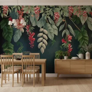 Self Adhesive Easy DIY Waterproof Eco Friendly Botanical Wall Paper Green Wall Plant Flower Art Wallpaper Mural for Home Wall