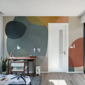 Self Adhesive Eco Friendly Paper Waterproof Abstract Geometric Shapes Paintbrush Art Wallpaper Mural for Living Room Wall