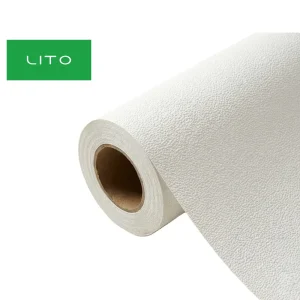 Self Adhesive Embossed Wallpaper 200mic Raised Grain Canvas Texture Printable Vinyl Roll for Eco Solvent UV Aqueous Wall