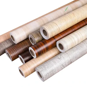 Self Adhesive Fire Retardant Wood Effect Decoration Wooden Grain Texture PVC Sticker Kitchen Vinyl Wrapping Film Engineering