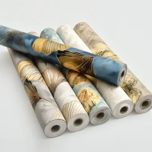 Self Adhesive Foil Embossed Peel and Stick Interior Home Decoration PVC Embossed Wallpaper Wall Rolls