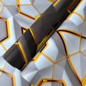 Self Adhesive Geometric Shape Eco Friendly PVC Wallpaper Wall Coating Wall Paper Rolls Gold Vinyl Wallpaper