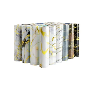 Self-Adhesive Gold Foil Hot-Stamping Roll Tile Stickers Waterproof Moisture Proof Marble Wallpaper for Bathroom Refurbishment
