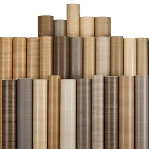 Self Adhesive Kitchen Furniture Decorative Wood Grain Embossed PVC Wallpaper Vacuum Membrane Press Roll Door Film Films