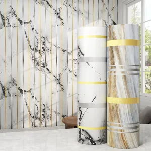 Self Adhesive Marble Wall Sticker for Kitchen Hotel Use Heat Insulation Waterproof Fireproof Modern Design PVC Material