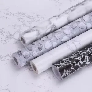 Self Adhesive Marble Wallpaper Oil Proof Waterproof Anti Slip Kitchen Countertop Sticker for Apartment Easy DIY Installation