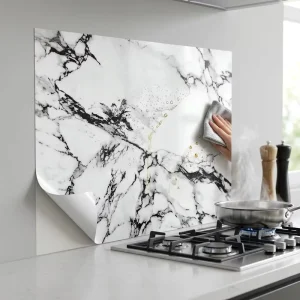 Self Adhesive Marble Wallpaper Thickened PVC Wall Stickers for Home Kitchens and Bathrooms