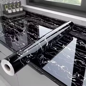 Self-Adhesive Marble Wallpaper Waterproof Peel and Stick Wall Paper for Kitchen Countertop Bathroom Vanity