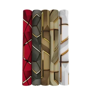 Self Adhesive Modern 3D Geometric Wallpaper Peel and Stick Textured Gold Contact Paper for Living Room