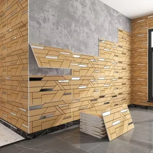 Self Adhesive Modern Abstract Luxury Marble Pattern Tile Stickers Luxurious High Gloss Golden Foil Texture Wall Panel