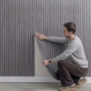 Self-Adhesive Modern Embossed 3D Foam Wallpaper Thickened Grid Pattern Stripes Plaid Waterproof Fireproof Soundproof Peel Stick