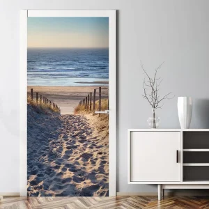 Self Adhesive Modern Floral Door Poster PVC Wallpaper Door Cover Peel Stick Murals 3D Waterproof Oil Stain Resistant