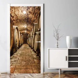 Self-Adhesive Modern Floral Household Wallpaper Door Cover Peel Stick Murals 3D Door Sticker Vinyl Waterproof Eco-Friendly Door