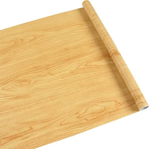 Self Adhesive Modern Wood Grain Waterproof PVC Film Contact Wall Paper for Bedroom Kitchen and Living Room Household Decoration
