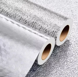 Self Adhesive PVC Geometric Kitchen Wall Sticker Waterproof Oil Proof Aluminum Foil Backsplash Wallpaper