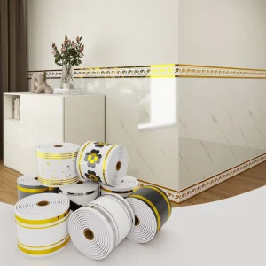 Self-Adhesive PVC Geometric Waterproof Moisture-Proof Skirting Board Wall Sticker for Kitchen Bathroom Modern
