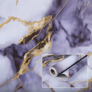 Self Adhesive PVC Modern Geometric Marble Wall Sticker Waterproof Kitchen Bathroom Hotel Vinyl Tile Interior Film