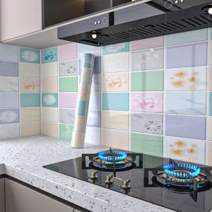 Self-Adhesive PVC Oil Resistant Sticker Waterproof Moisture-Proof Mould-Proof Modern Geometric Household Kitchen Hotel Apartment