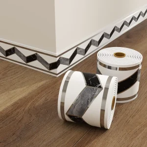 Self Adhesive PVC Skirting Board Flexible Peel and Stick Baseboard for Floor Wall Corner Home Decoration