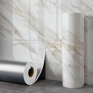 Self Adhesive PVC Waterproof Traditional Marble Look Wallpaper with Peel Stick Installation for Bedroom & Gym Home Decoration