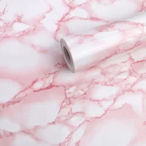 Self Adhesive Pastel Floral Wallpaper Anti Fouling Marble Kitchen Wallpaper Rolls 3D Home Decoration