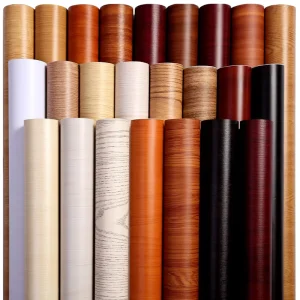 Self Adhesive Peel and Stick 3D Teak Wood Design Wood Effect Wallpaper Furniture Cabinet Renovation Stickers Home Decor