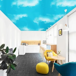 Self Adhesive Peel and Stick Blue Sky 3D PVC Ceiling Mural Wallpaper Waterproof Roof Ceiling Wall Sticker