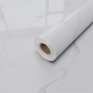 Self Adhesive Roll Wallpapers Backgrounds Wall Paper 3D Heat Resistance Interior Marble White Kitchen Wallpaper for Counter Top