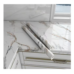 Self Adhesive Roll Wallpapers Backgrounds Wall Paper 3D Heat Resistance Interior Marble White Kitchen Wallpaper for Kitchen