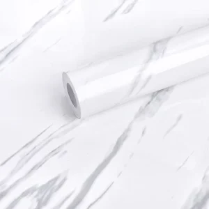 Self Adhesive Roll Wallpapers Backgrounds Wall Paper 3D Heat Resistance Interior Marble White Kitchen Wallpaper for Kitchen