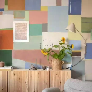 Self Adhesive Wallpaper Custom Oil Painting Style Geometric Abstract Wallpaper Home Decoration