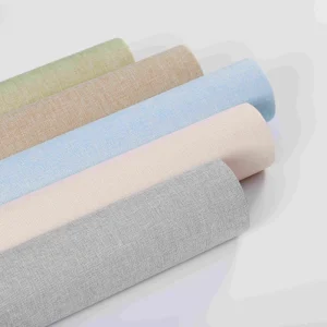 Self Adhesive Wallpaper Roll Thermal Soundproof Insulation Peel and Stick Wall Panels Linen Textured Waterproof Wall Stickers