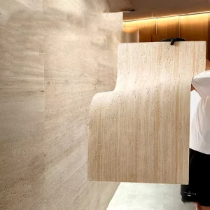 Self Adhesive Wallpaper Textured Wallpaper Soft Porcelain Coverings Flow Stripe Pattern Brown Color Wallpaper