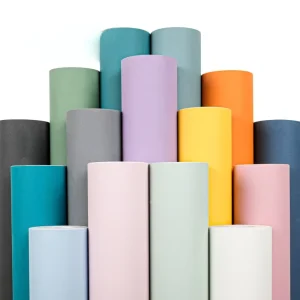 Self Adhesive Wallpaper with Linen Texture PVC Colorful Morandi Macaron Wall Stickers for Living Room and Bedroom