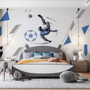 Self Adhesive Waterproof Anti static Custom Size Kid’s Room Wall Decor Soccer Themed Football Wall Mural