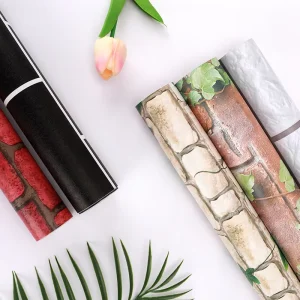 Self Adhesive Waterproof European 3D PVC Brick Wall Sticker Wallpaper Rolls for Bedroom Home Decor