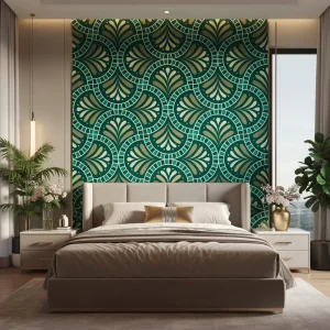 Self Adhesive Waterproof Gold Geometric Pattern Wallpaper Rolls for Indoor Wall Decoration