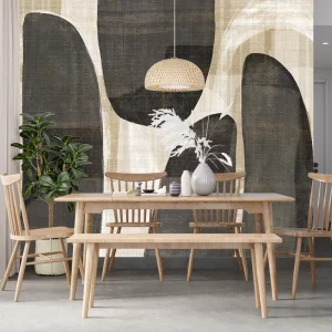 Self Adhesive Waterproof Home Wall Decoration Black and Beige Geometric Texture Wallpaper Mural