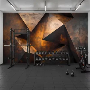 Self Adhesive Waterproof Indoor Wall Decoration rust Metallic Texture 3D Geometry Wall Wallpaper Mural