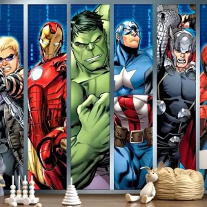 Self Adhesive Waterproof Superhero Mural Wallpaper Comic Style Wall Decor for Kids’ Bedroom Playroom