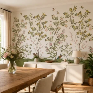 Self Adhesive Waterproof Wall Mural Home Wall Decor Fresh Floral Birds Fruit Tree Wallpaper