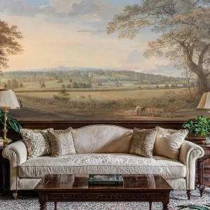 Self Adhesive Waterproof Wall Paper Home Wall Decoration Vintage Scenic Rural Countryside Landscape Wallpaper Mural
