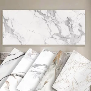 Self-Adhesive Waterproof White Marble PVC Wall Panels Modern Design for Household Use Peel Stick Decoration
