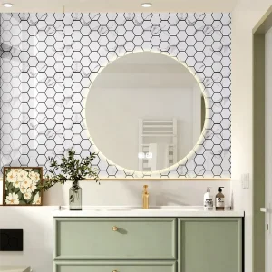 Self Adhesive White Mosaic Tile Wall Stickers Waterproof Moisture Proof Decorative Wallpaper for Living Room Background 30x30cm
