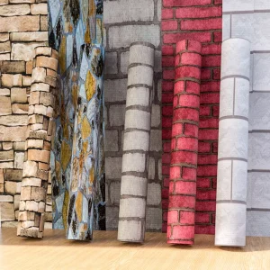 Self-adhesive Fireproof Waterproof Modern 3D Yellow Brick Wallpaper Sticker for Gym & Restaurant Furniture Decoration